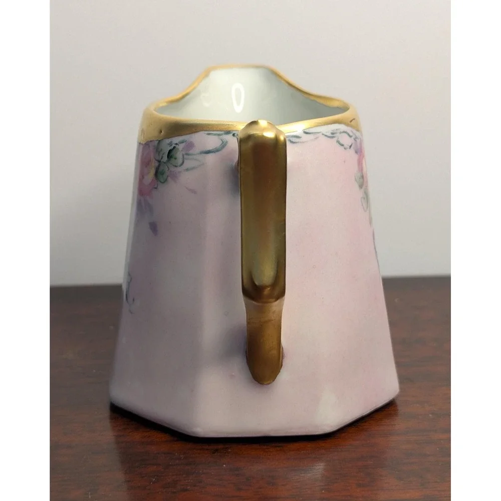 Vintage Trowbridge Lavender Porcelain Creamer Hand Painted Gold Trim Pitcher